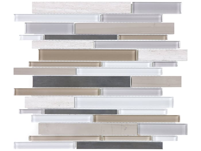 Twilight Mist Glass Stone Stainless Random Strip Mosaic – Anatolia Tile SQUAREFOOT FLOORING - MISSISSAUGA - TORONTO - BRAMPTON