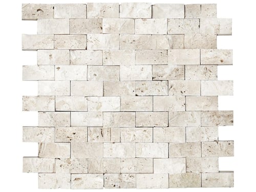 Ivory Travertine 1 x 2 in / 2.5 x 5 cm Brick Mosaic Split Face Natural Stone – Anatolia Tile SQUAREFOOT FLOORING - MISSISSAUGA - TORONTO - BRAMPTON