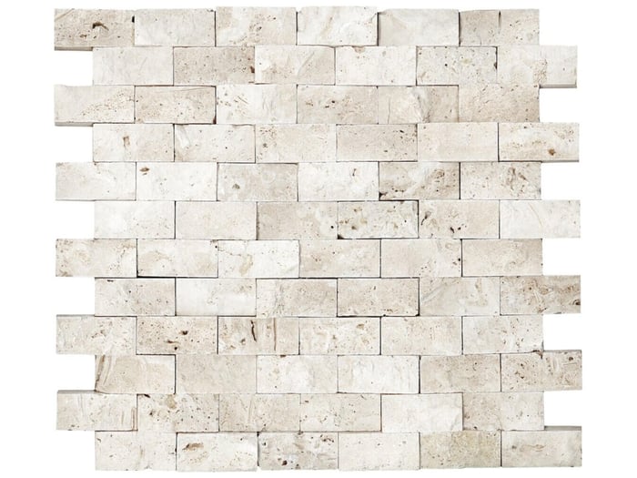 Ivory Travertine 1 x 2 in / 2.5 x 5 cm Brick Mosaic Split Face Natural Stone – Anatolia Tile SQUAREFOOT FLOORING - MISSISSAUGA - TORONTO - BRAMPTON