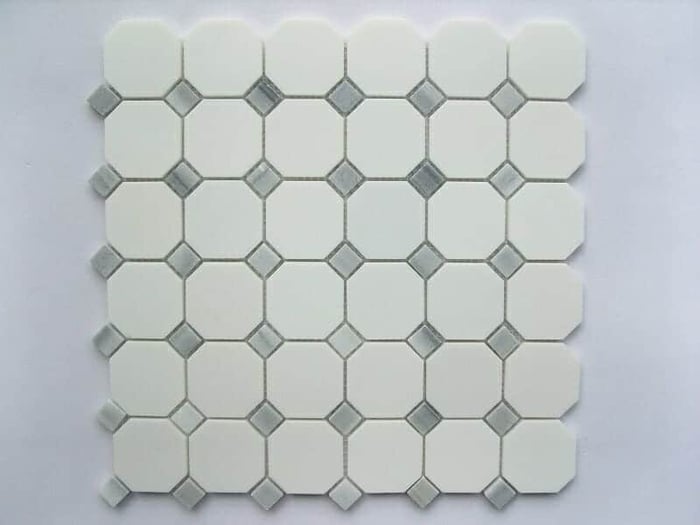 34STM036 Ariston and Marmara Gray Dots Hexagon Marble Mosaics SQUAREFOOT FLOORING - MISSISSAUGA - TORONTO - BRAMPTON