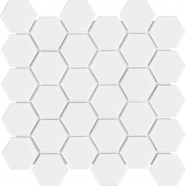 Richmond Tile Wall Art White matte Hexagon Mosaic