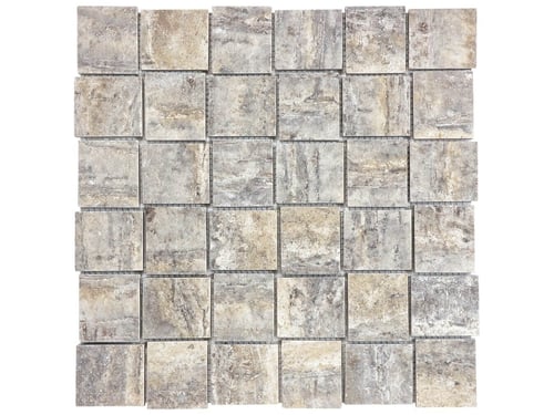 Silver Ash 2 x 2 in / 5 x 5 cm Basketweave Mosaic Honed Veincut Natural Stone – Anatolia Tile SQUAREFOOT FLOORING - MISSISSAUGA - TORONTO - BRAMPTON