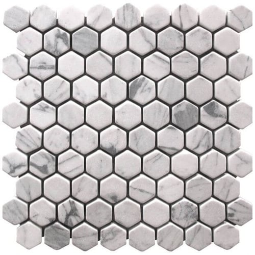 1Â¼” Collection Bianco Carrara Hexagon Tumbled SQUAREFOOT FLOORING - MISSISSAUGA - TORONTO - BRAMPTON