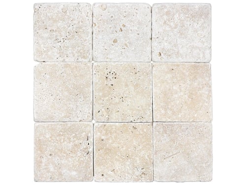 Ivory Travertine 4 x 4 in / 10 x 10 cm Tumbled Natural Stone – Anatolia Tile SQUAREFOOT FLOORING - MISSISSAUGA - TORONTO - BRAMPTON