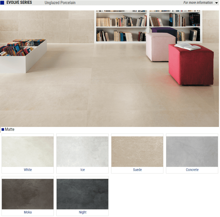 Evolve Series Matte Porcelain Tiles – Color: White, Ice, Suede, Concrete, Moka, Night – Size: 12×24 SQUAREFOOT FLOORING - MISSISSAUGA - TORONTO - BRAMPTON