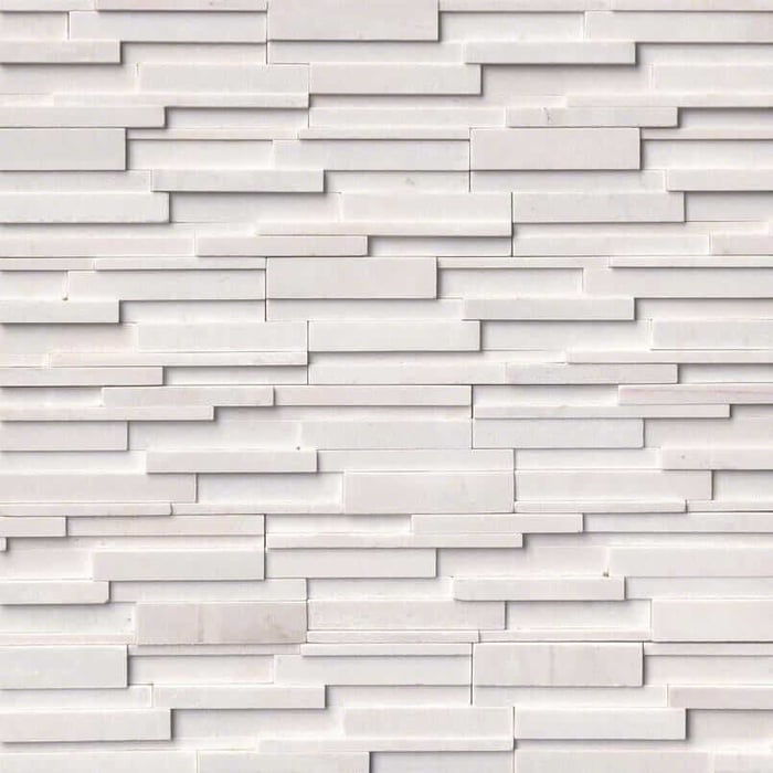 Arctic White 3D Honed Stacked Stone Panels Ledgerstone SQUAREFOOT FLOORING - MISSISSAUGA - TORONTO - BRAMPTON