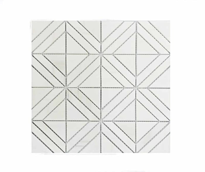 71STM036 Ariston White Concentric Squares Polished Marble Mosaics SQUAREFOOT FLOORING - MISSISSAUGA - TORONTO - BRAMPTON
