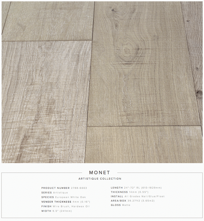 Monet Pravada Artistique Collection European Oak Engineered Hardwood Floors SQUAREFOOT FLOORING - MISSISSAUGA - TORONTO - BRAMPTON