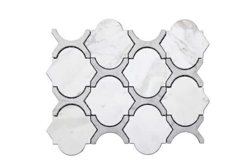 WJ01 Carrara and Jazz White Polished Marble Lantern Mosaics SQUAREFOOT FLOORING - MISSISSAUGA - TORONTO - BRAMPTON