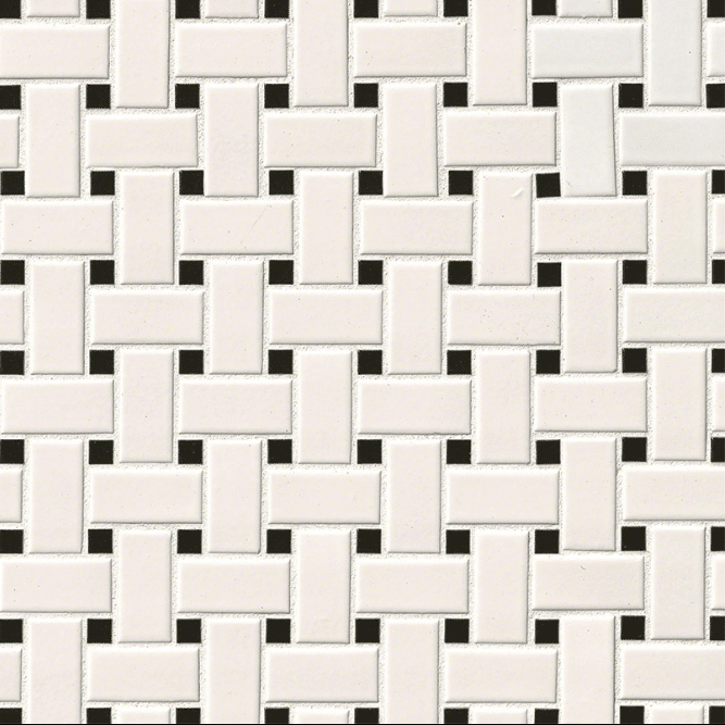 WHITE AND BLACK MATTE BASKET WEAVE MOSAIC Porcelain Mosaics SQUAREFOOT FLOORING - MISSISSAUGA - TORONTO - BRAMPTON