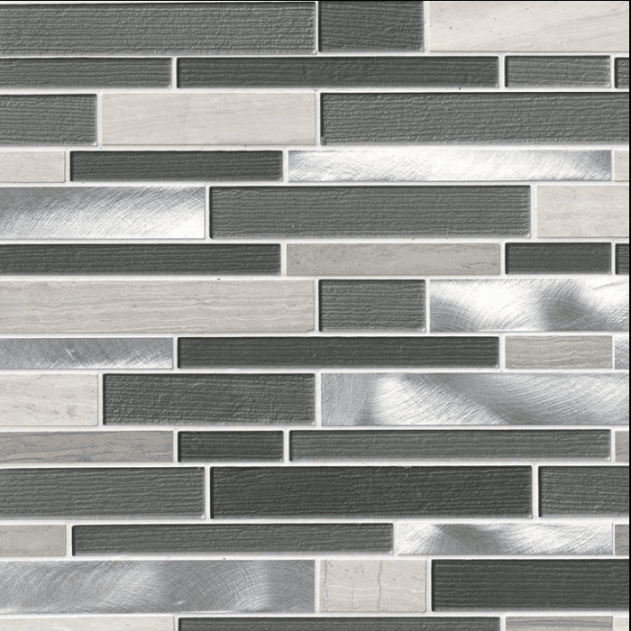 URBAN LOFT INTERLOCKING PATTERN 4MM Glass Stone Metal Mosaics SQUAREFOOT FLOORING - MISSISSAUGA - TORONTO - BRAMPTON