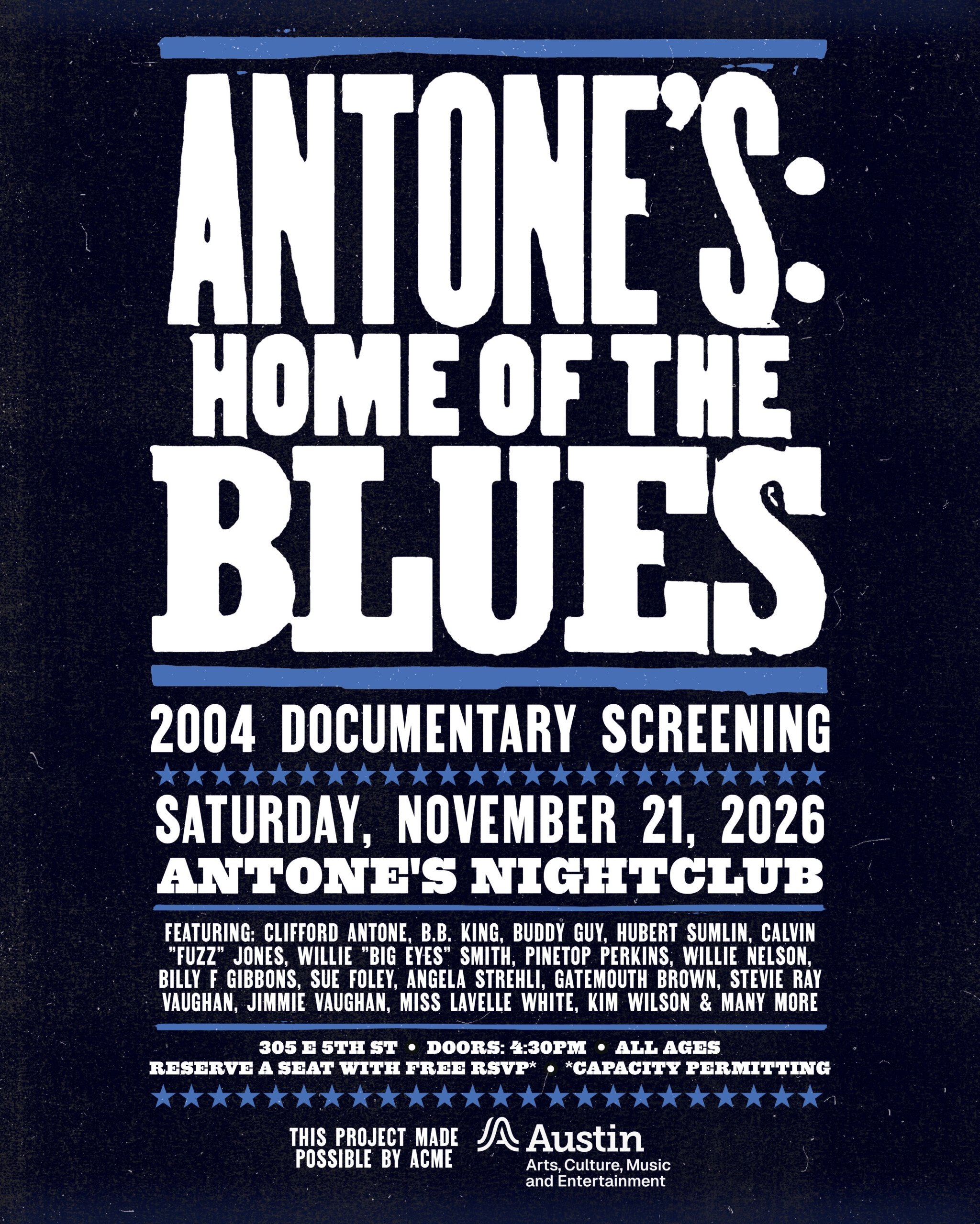 “ANTONE’S: HOME OF THE BLUES” DOCUMENTARY SCREENING