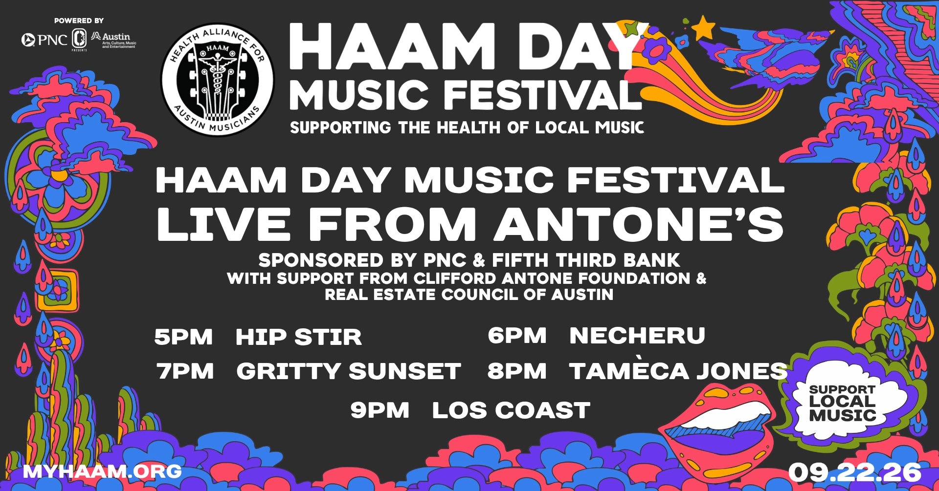 HAAM DAY MUSIC FESTIVAL W/ LOS COAST, TAMÉCA JONES, GRITTY SUNSET, NECHERU & HIP STIR (DJ)