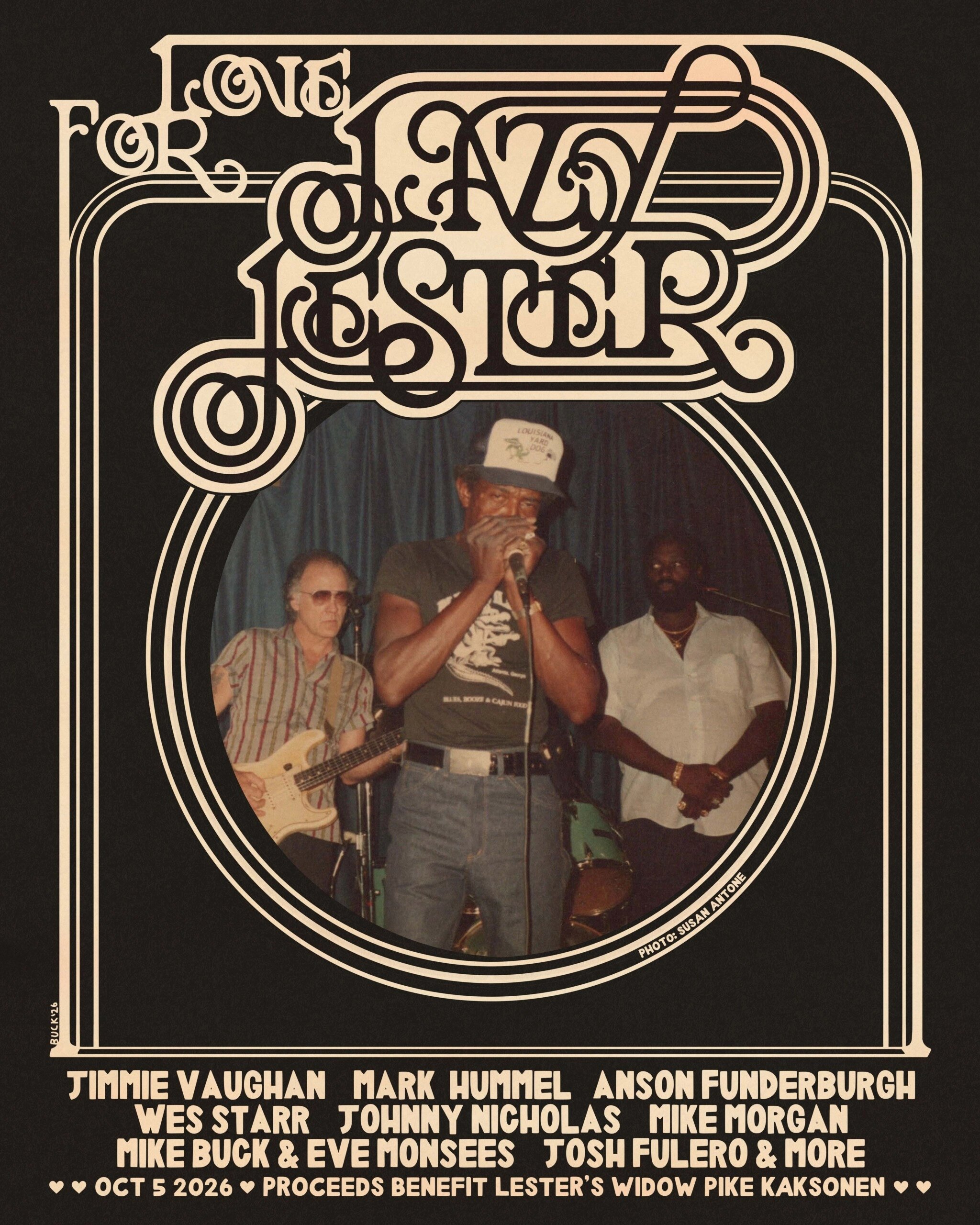 LOVE FOR LAZY LESTER: JIMMIE VAUGHAN, MARK HUMMEL, ANSON FUNDERBURGH, WES STARR, JOHNNY NICHOLAS, MIKE MORGAN, MIKE BUCK, EVE MONSEES, JOSH FULERO & MORE