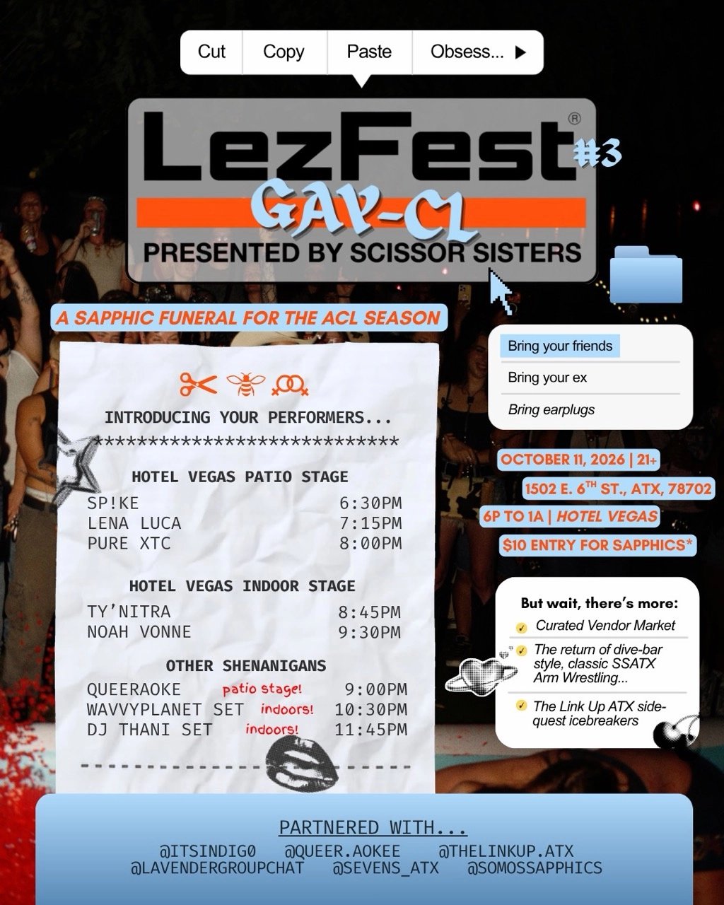 SCISSOR SISTERS & HOTEL VEGAS PRESENT LEZ FEST 3: GAY-CL
