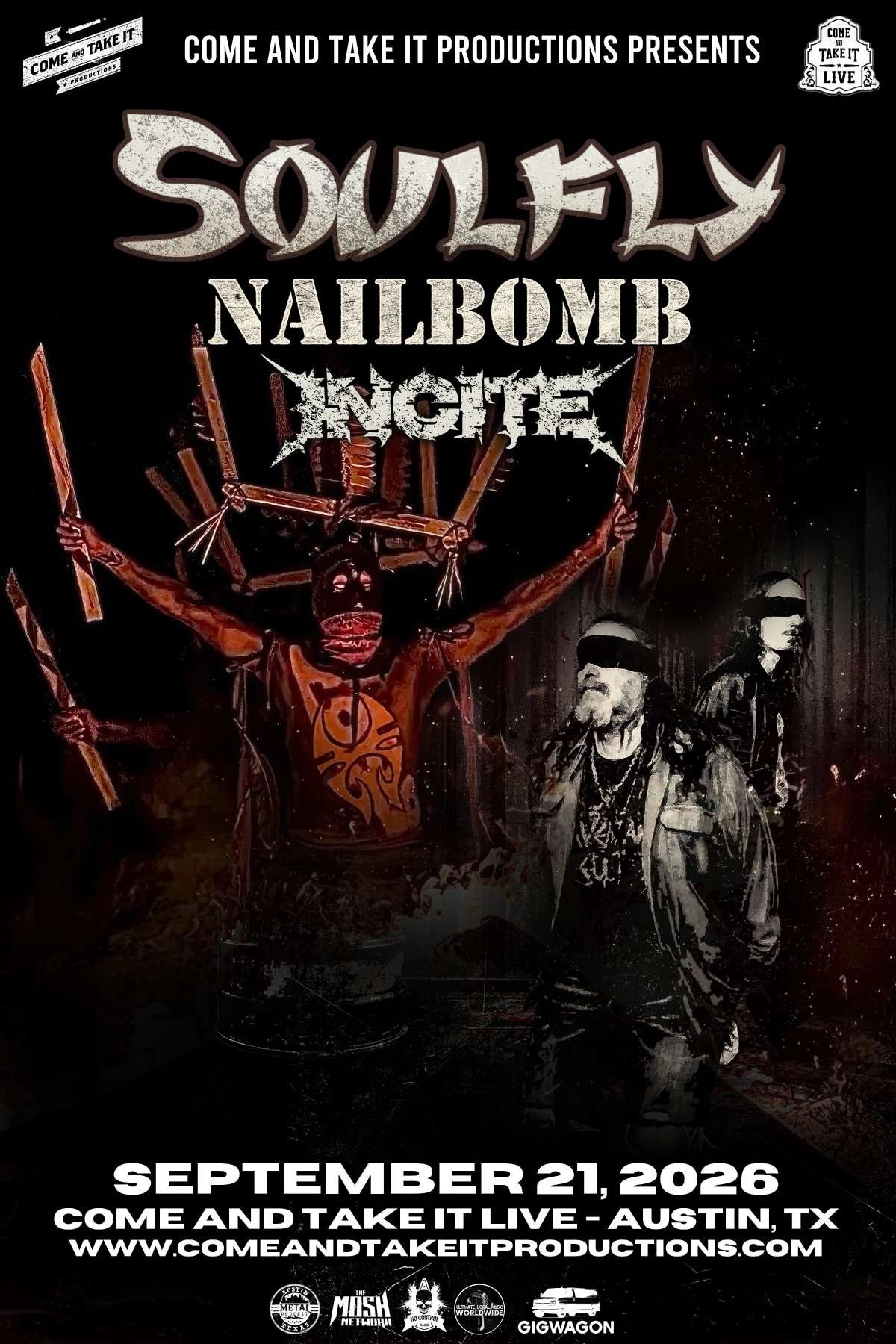 SOULFLY FEATURING NAILBOMB AND INCITE