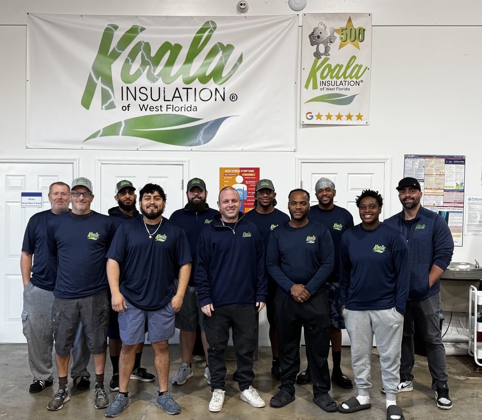 The Koala Insulation of West Florida installation and insulation crew standing together at their West Florida office.