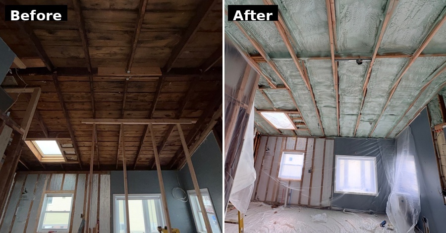Spray Foam in a Manasquan Cathedral Ceiling
