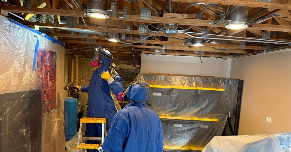 Spray Foam Rim Joists in Ingleside, IL Before the Basement Got Closed Up
