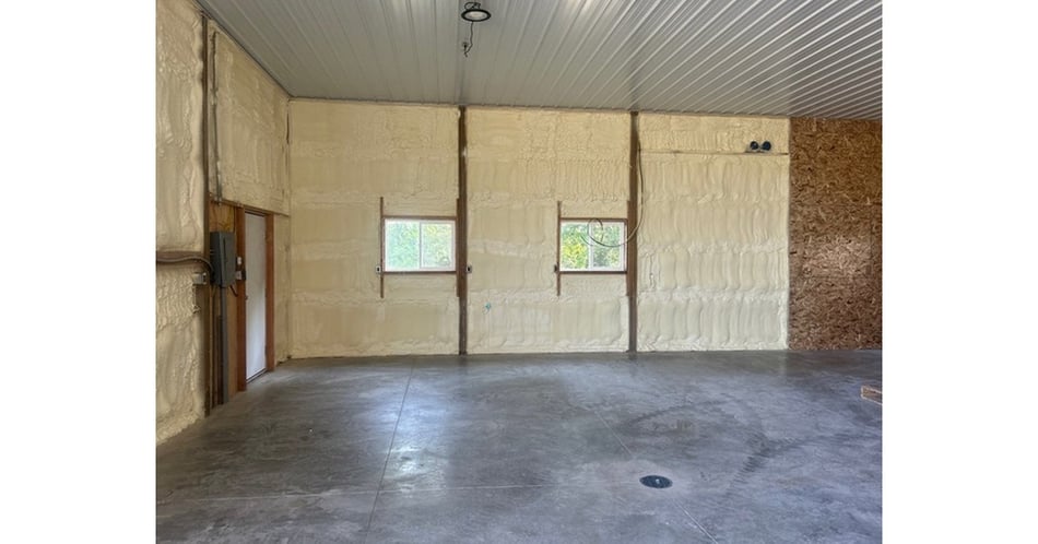 Spray Foaming a Pole Barn in Fort Atkinson