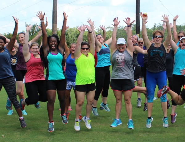 A celebration picture after a special weekend outdoor workout getting all the studio members together.
