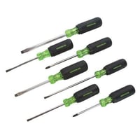 Greenlee® 0153-02C Screwdriver Set, 7 Pieces, ASME Specified, Acetate Handle/Steel Shank, Polished Chrome Shank/Black Tipped