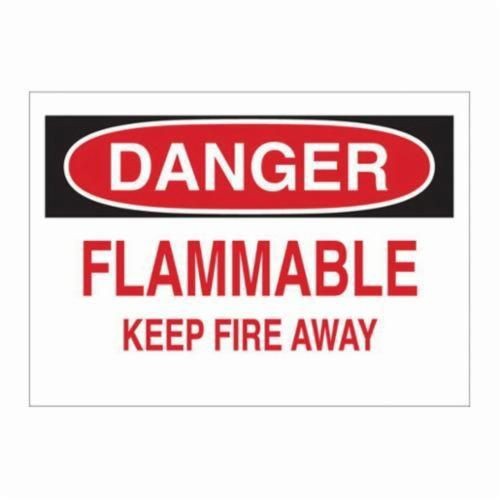 23216Brady® 23216 Rectangular Fire Sign, DANGER, 10 in H x 14 in W, Black/Red on White, B-401 Plastic, Corner Hole/Surface Mount