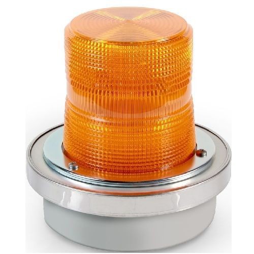 Edwards Signaling™ AdaptaBeacon® 50A-N5-40WH Flashing Beacon, 120 VAC, Halogen Lamp, 6 in Dia, Surface Mount, Amber Lens