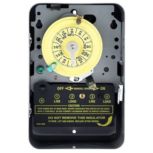 Intermatic® T104-20 Mechanical Timer Switch, 1 to 23 hr Setting, 208 to 277 VAC, 5 hp, 2NO/DPST Contact, 2 Poles