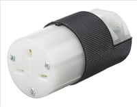 HBL5669CHubbell, Straight Blade Connector, 2 Pole, 3 Wire, 15 Ampere, 250 Volts, Black/White, NEMA 6-15P