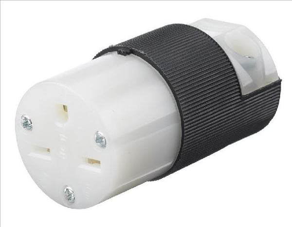 HBL5669CHubbell, Straight Blade Connector, 2 Pole, 3 Wire, 15 Ampere, 250 Volts, Black/White, NEMA 6-15P