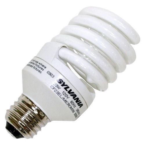 Sylvania DULUX® EL CF23EL/MICRO/830/ECO/29901 Compact Fluorescent Lamp With 120 VAC Integral Ballast, 23 W, Medium Fluorescent Lamp, Micro-Mini Spiral Shape, 1640 Lumens Initial Lumens Lumens