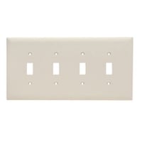 Pass & Seymour® TradeMaster® TPJ4-LA Junior Jumbo Standard Wallplate, 4 Gangs, 6 in H x 8-3/4 in W, Nylon/Thermoplastic, Light Almond