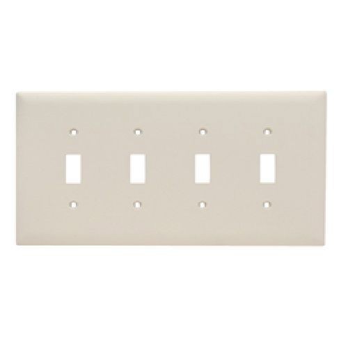 Pass & Seymour® TradeMaster® TPJ4-LA Junior Jumbo Standard Wallplate, 4 Gangs, 6 in H x 8-3/4 in W, Nylon/Thermoplastic, Light Almond