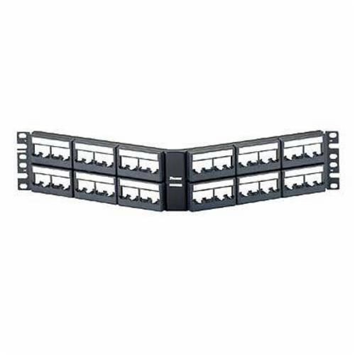 Panduit® Mini-Com® PanNet® CPPLA48WBLY 2RU Angled Unloaded Unshielded Front Access Modular Patch Panel, 48 Ports, Cold Rolled Steel