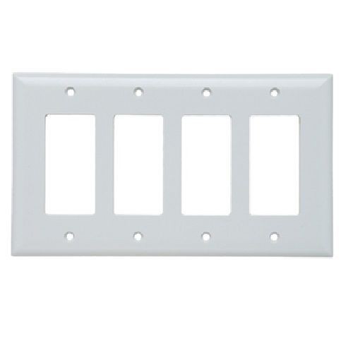 Pass & Seymour® Sierraplex® SPJ264-W Junior Jumbo Wallplate, 4 Gangs, White, 5 in H x 8.56 in W, Thermoplastic