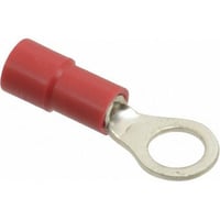 Catamount® TV18-8R-XV Ring Terminal, 22 to 16 AWG Conductor, 0.803 in L, Brazed Seam/Funnel Entry/Internal Serration Barrel, Copper, Red