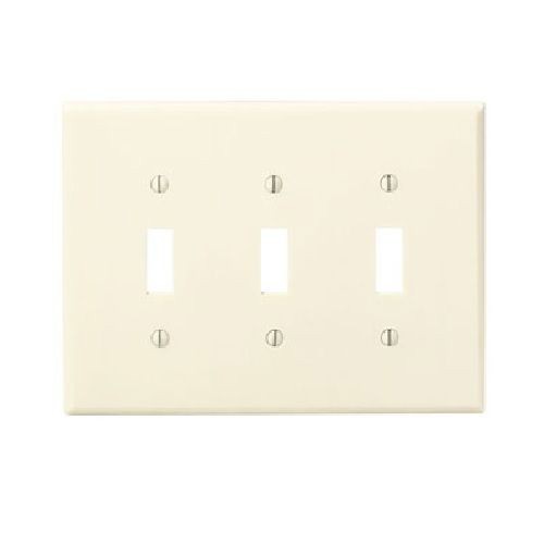 Leviton® 80511-I Midway Size Traditional Wallplate, 3 Gangs, 4-7/8 H x 6-3/4 in W, Thermoset, Ivory