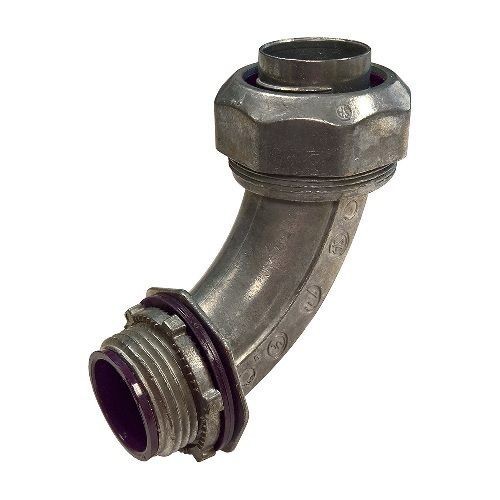 Madison Electric LQA-9038 3-Piece Standard Liquid Tight Connector, 3/8 in Trade, 90 deg, Die Cast Zinc