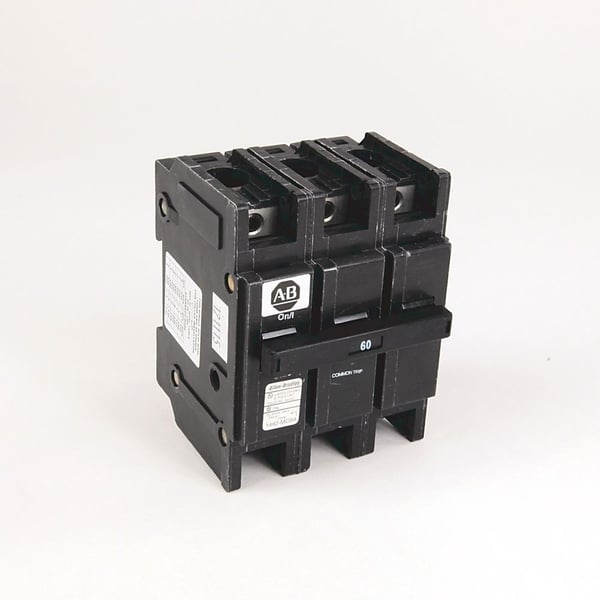 1492-MCBA360Allen-Bradley, 1492-MC Circuit Breaker, 1492 Miniature Circuit Breaker, Circuit Breaker - 1" wide per pole, DIN rail mounting, 10 kA, 3 Poles, 60 Amps, Standard Terminal