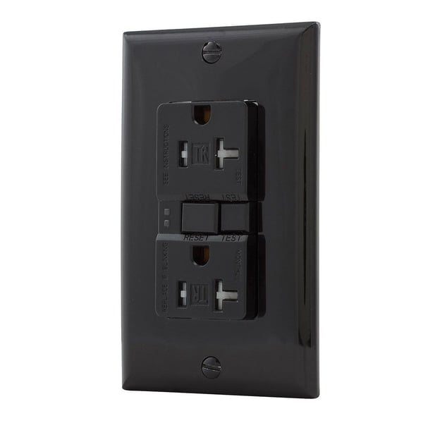 TRSGF20BKEaton Wiring Devices Arrow Hart TRSGF20BK TRSGF Duplex Tamper-Resistant GFCI Receptacle, 125 VAC, 20 A, 2 Poles, 3 Wires, Black