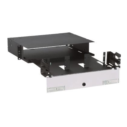 FRME2UPanduit® Opticom® QuickNet™ FRME2U 6-Port Rack Mount Fiber Optic Enclosure, 144 Fiber, 2 Rack, Black, Steel
