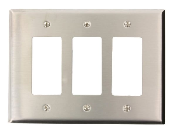 SO263Leviton® Decora® SO263 Oversized GFCI Wallplate, 3 Gangs, 302 Stainless Steel