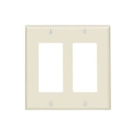 Leviton® Decora® 80409-T Standard Size Wallplate, 2 Gangs, 4.5 in H x 4.56 in W, Thermoset, Light Almond