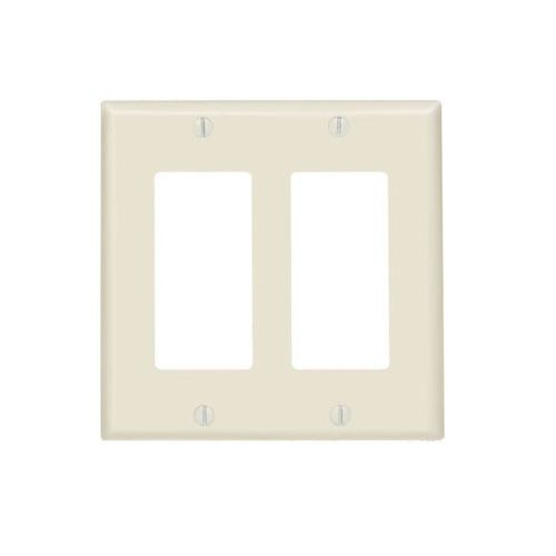 Leviton® Decora® 80409-T Standard Size Wallplate, 2 Gangs, 4.5 in H x 4.56 in W, Thermoset, Light Almond