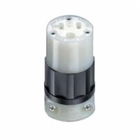 5369-CLeviton® Black & White® 5369-C Cable Mount Grounding Straight Blade Connector, 125 VAC, 20 A, 2 Poles, 3 Wires, Black/White