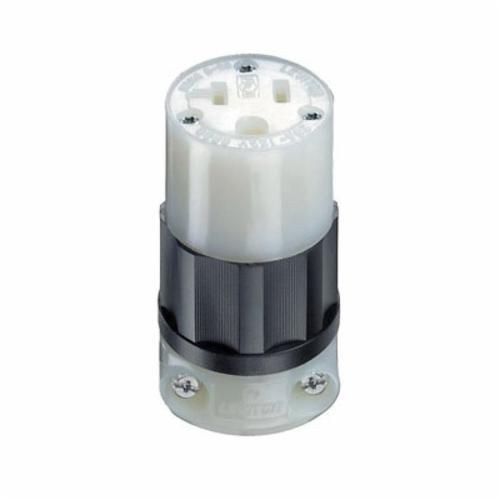 5369-CLeviton® Black & White® 5369-C Cable Mount Grounding Straight Blade Connector, 125 VAC, 20 A, 2 Poles, 3 Wires, Black/White