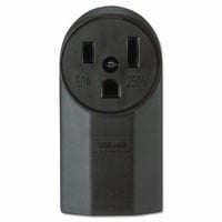 EATON Arrow Hart™ Eaton Wiring Devices 1252 Single Straight Blade Receptacle, 250 VAC, 50 A, 2 Poles, 3 Wires, Black