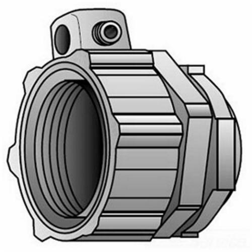 4Q-400LTO-Z/Gedney Ground-Tite® 4Q-400LT Concretetight Liquid Tight Oiltight Positive Grounding Raintight Conduit Connector With Lug and Insulated Throat, 4 in Trade, 1 to 4/0 AWG Cable Openings, Straight, Malleable Iron, Zinc Electroplated