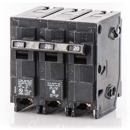 Siemens Q320 Low Voltage Miniature Residential Molded Case Circuit Breaker With Insta-Wire, 240 VAC, 20 A, 10 kA Interrupt, 3 Poles, Thermal/Magnetic Trip